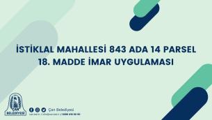 İSTİKLAL MAHALLESİ 843 ADA 14 PARSEL 18. MADDE İMAR UYGULAMASI